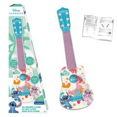 Lexibook Disney Stitch beginner guitar with nylon strings for small hands.