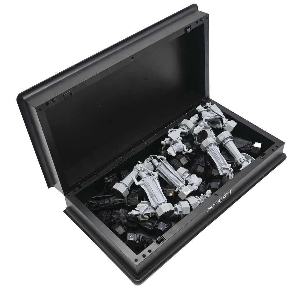 Lexibook Harry Potter chess pieces magnetic and securely attached to board.