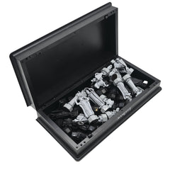Lexibook Harry Potter chess pieces magnetic and securely attached to board.