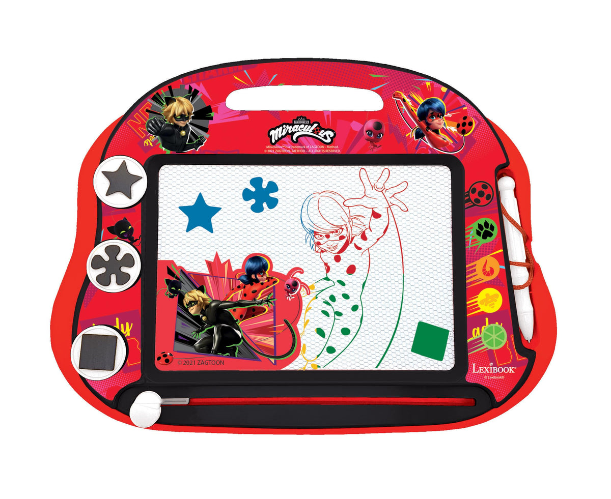 Lexibook Miraculous Ladybug Cat Noir drawing board – front view for colorful magnetic art sessions