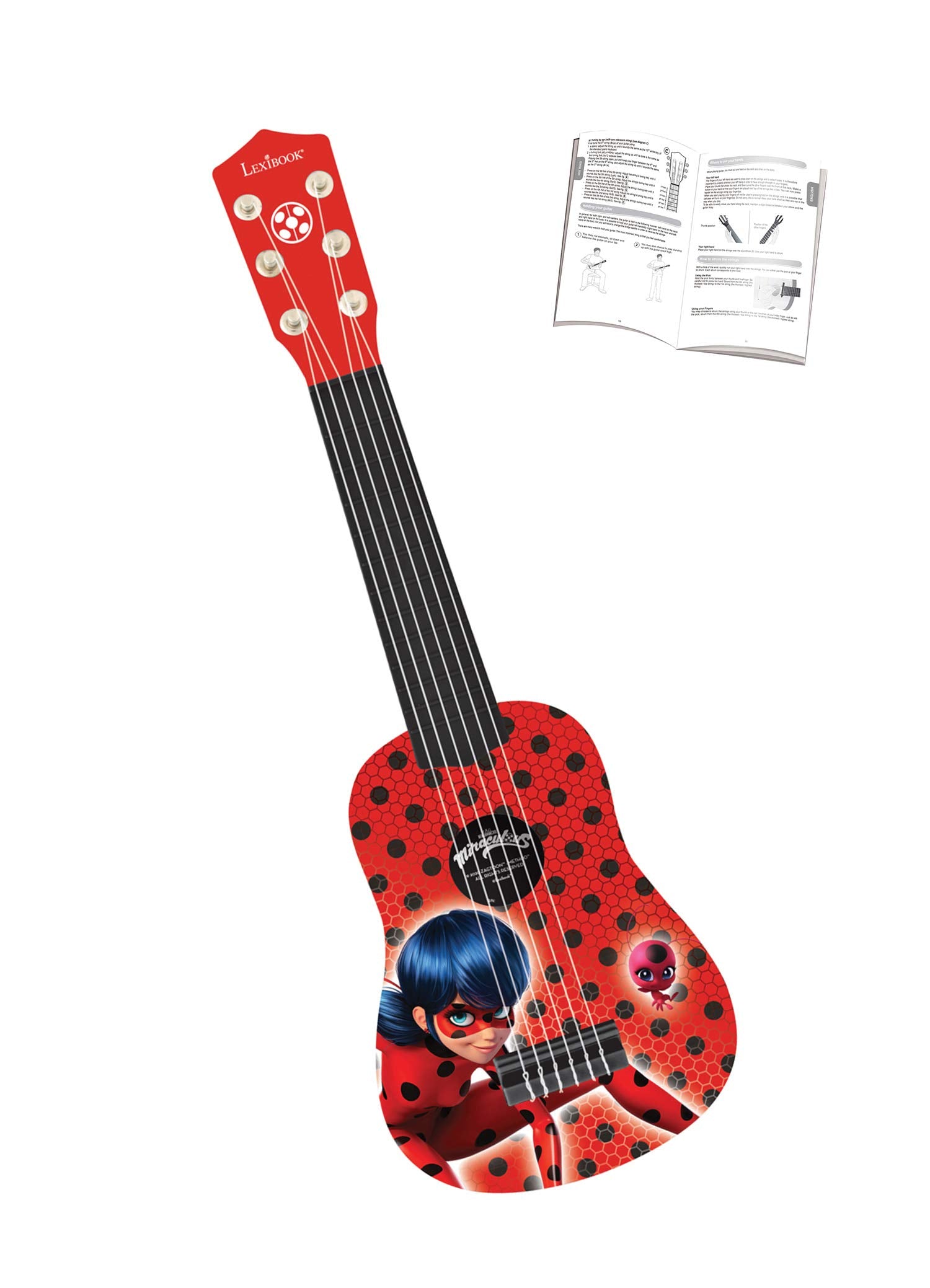 LEXiBOOK Miraculous Ladybug guitar child playing, beginner-friendly practice