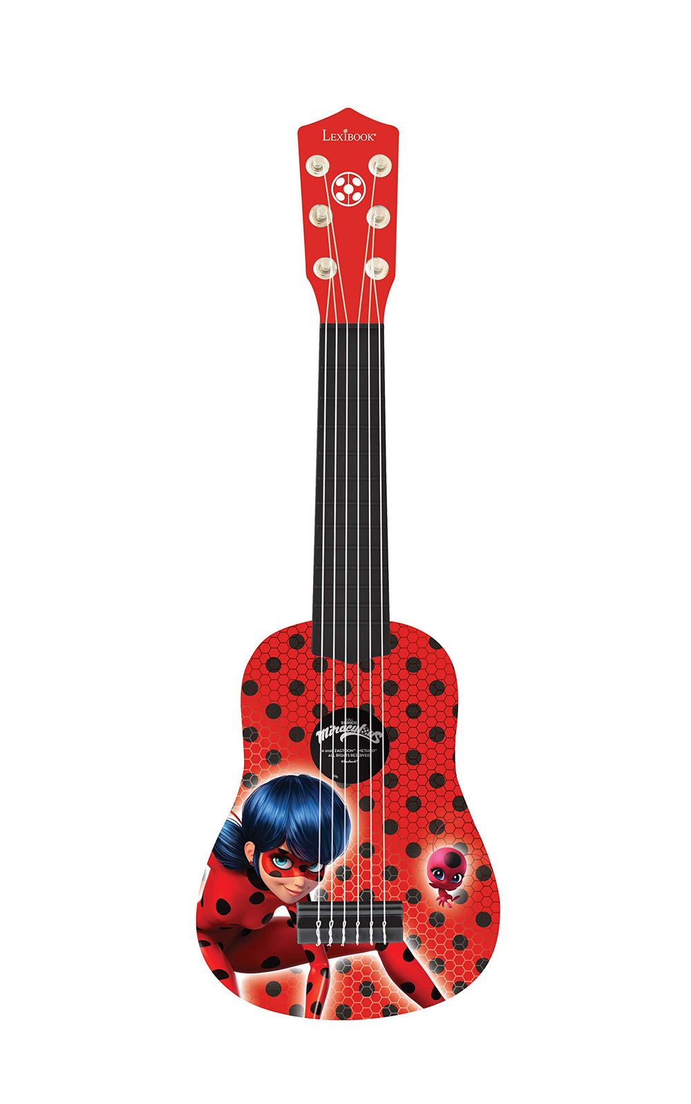 LEXiBOOK Miraculous Ladybug guitar front view for beginner players