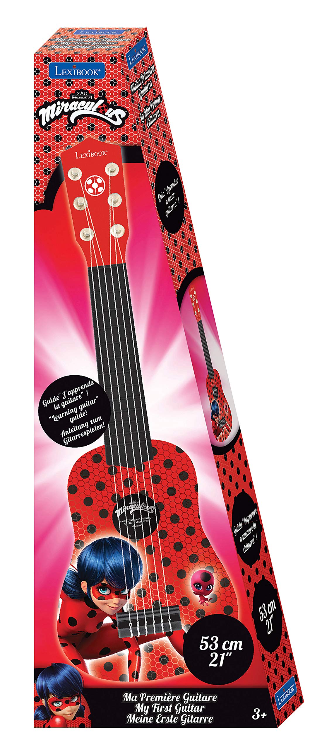 LEXiBOOK Miraculous Ladybug guitar with guide supports at-home learning