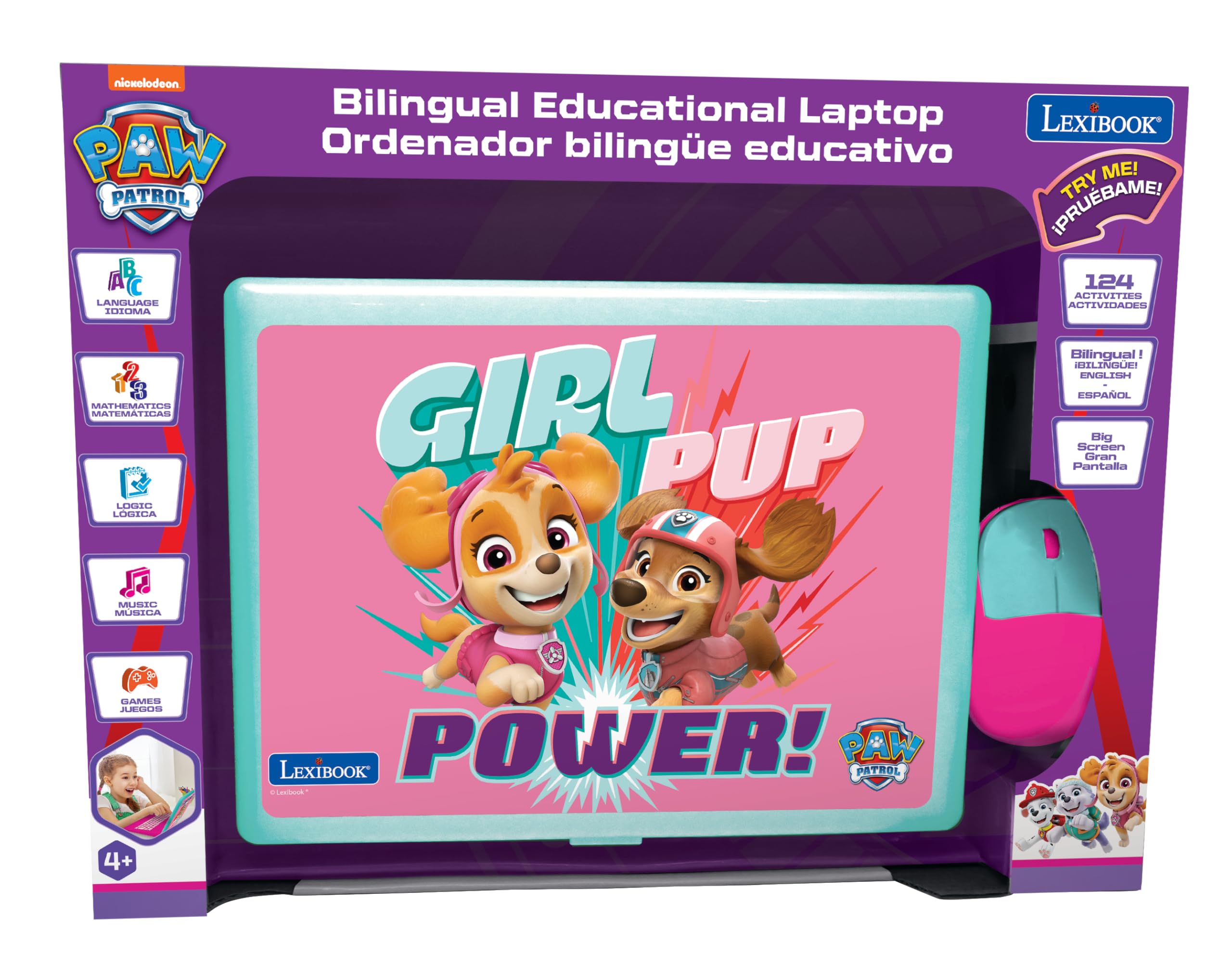 Lexibook Paw Patrol bilingual laptop keyboard and mouse realism enhances learning sessions