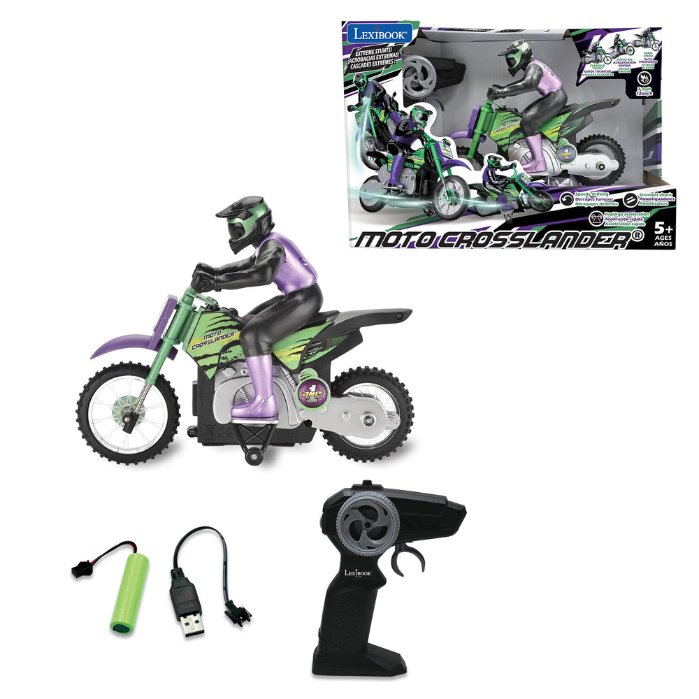 LEXiBOOK RC18 Crosslander front view highlights rugged wheels and bright light effects