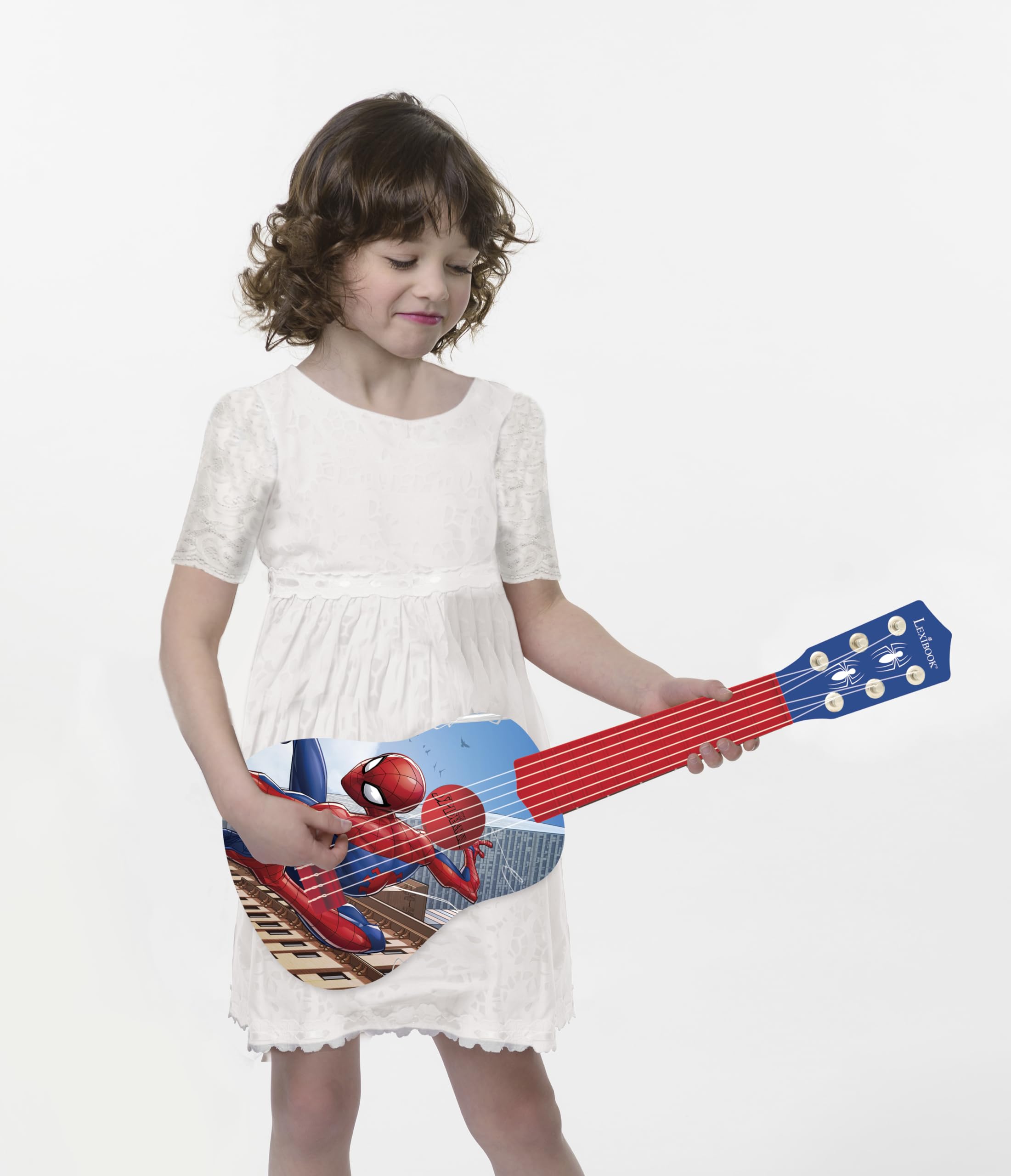 Lexibook Spider-Man nylon strings for gentle finger movement on kids.