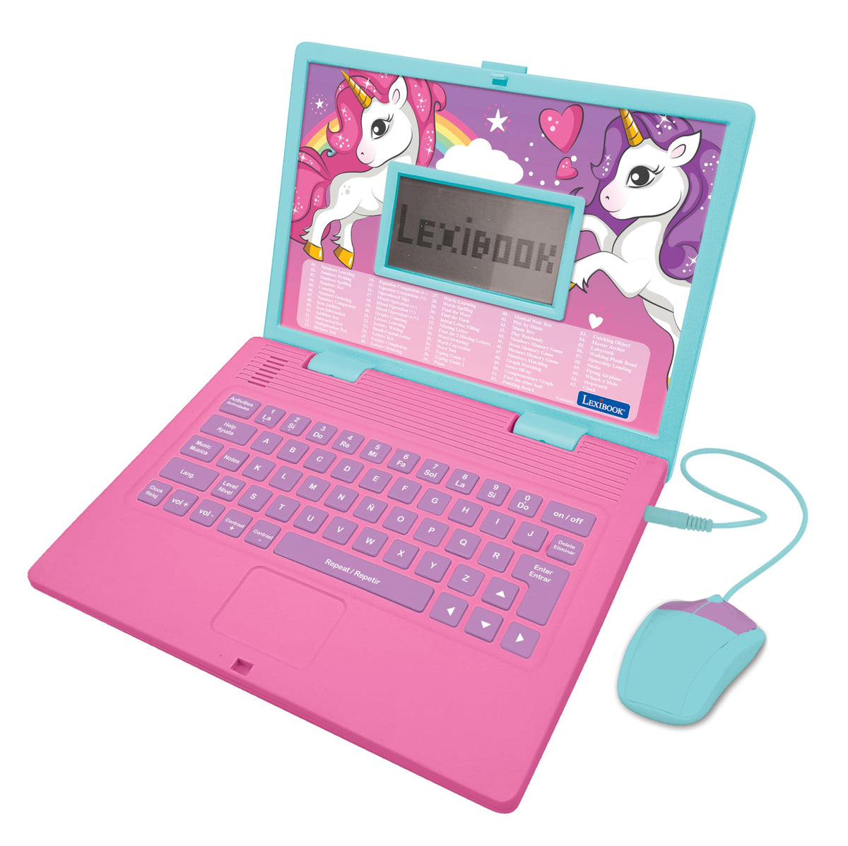 LEXiBOOK Unicorn Laptop open view highlighting portable learning on the go