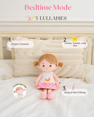 LeyaDoll squeezable hands trigger sounds on demand.
