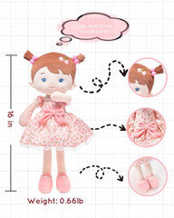 LeyaDoll Cherry doll in pink gift box, perfect for birthdays and holidays.