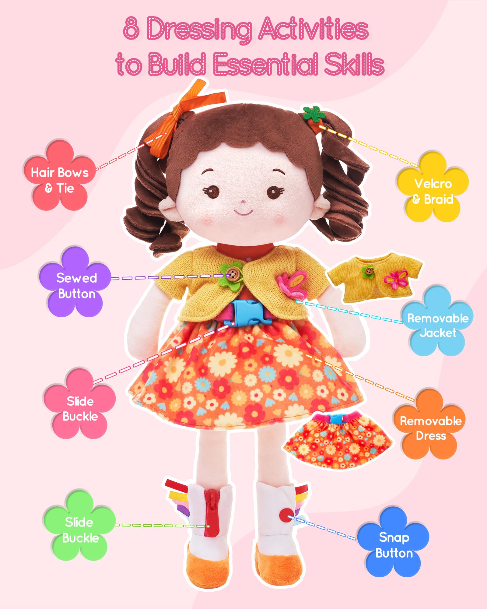 LeyaDoll doll shows shoelace activity to promote independent dressing