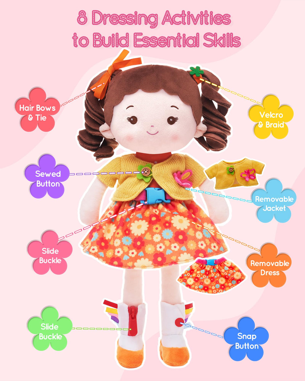 LeyaDoll doll shows shoelace activity to promote independent dressing