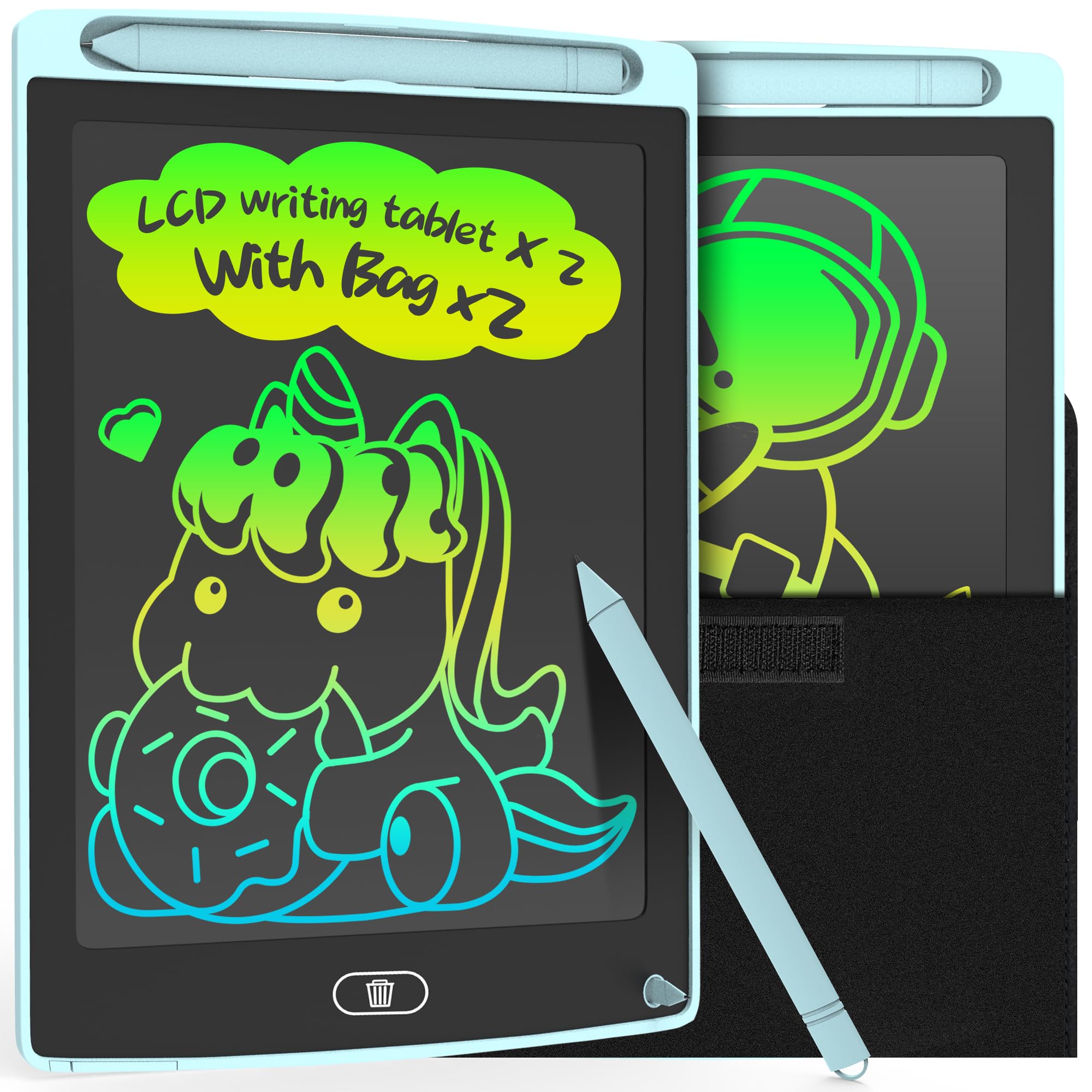 LEYAOYAO 2-pack color drawing board with green and pink sides, inspiring creative doodling.