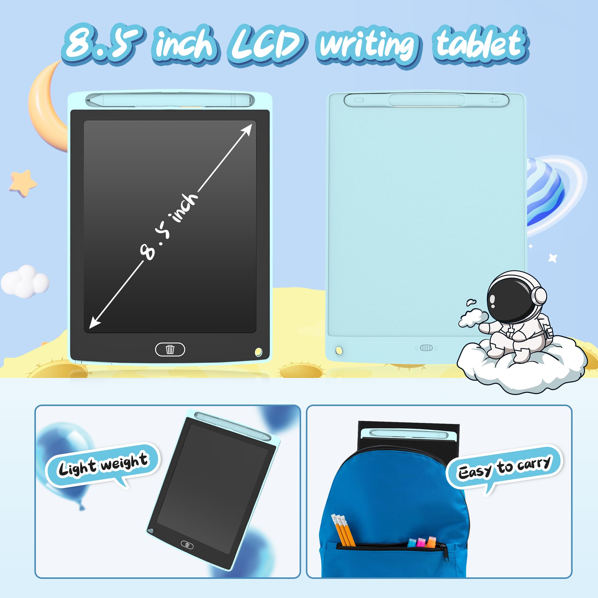 LEYAOYAO 8-pack green LCD drawing tablet for kids, lightweight and portable.