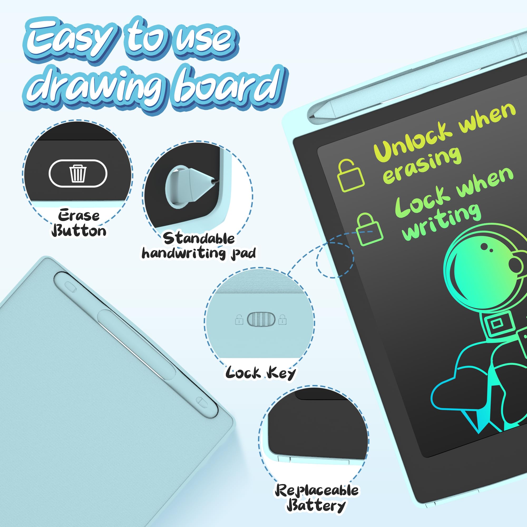 LEYAOYAO LCD tablet with erase button enables mess-free quick sketches.