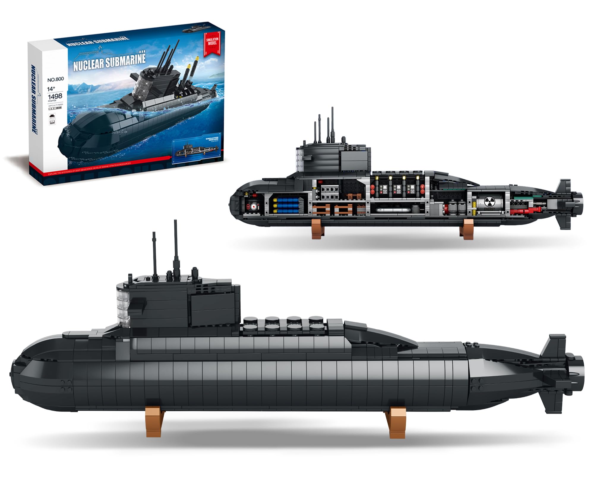 Leyic nuclear submarine building set assembly view for detailed hands-on construction
