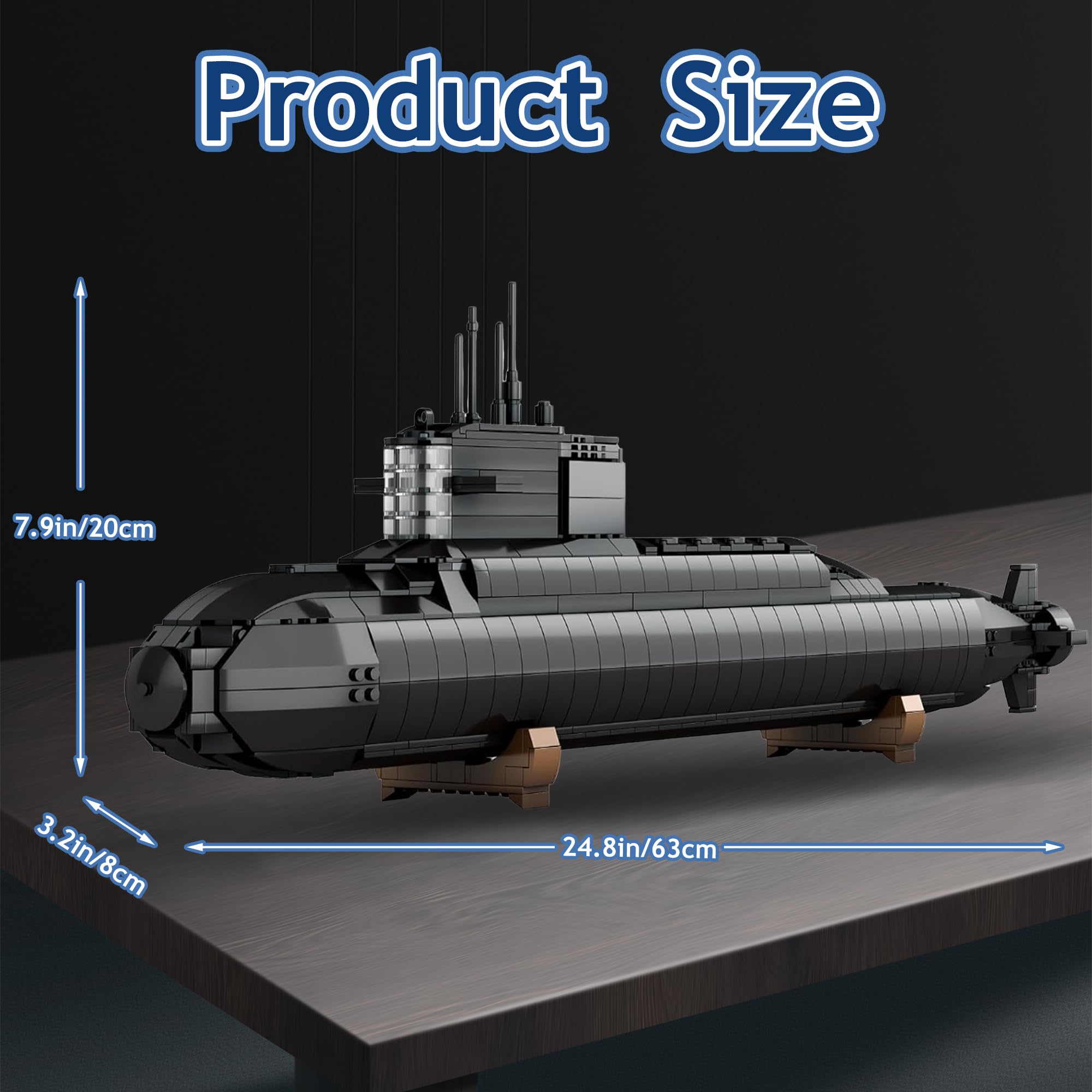Leyic nuclear submarine with lights showcases dramatic illumination for display
