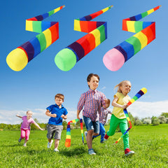 Leyndo throw and catch ball with pink rainbow tail suitable for indoor activities