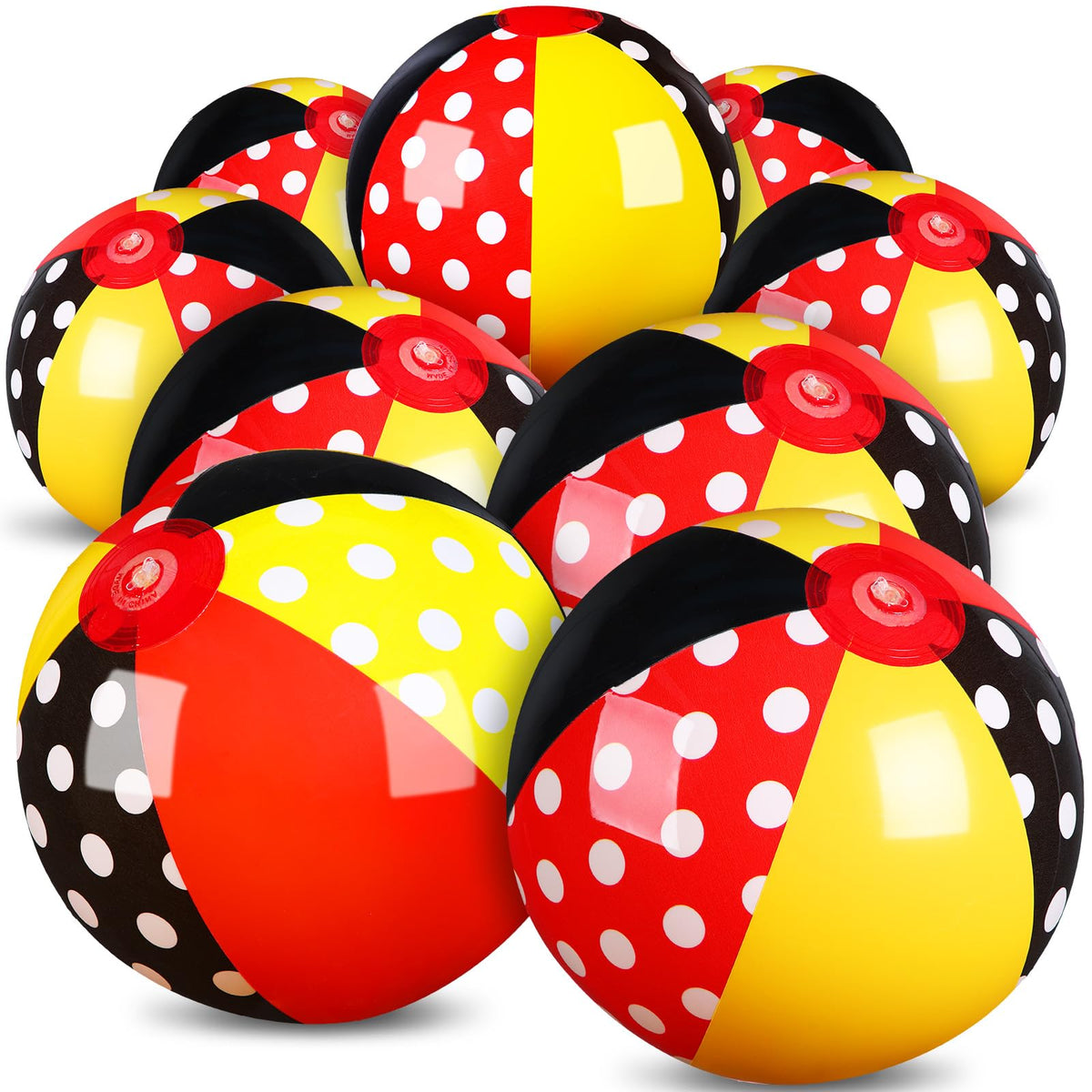 Leyndo beach ball 12-pack in red polka dots, ideal for pool parties and outdoor play