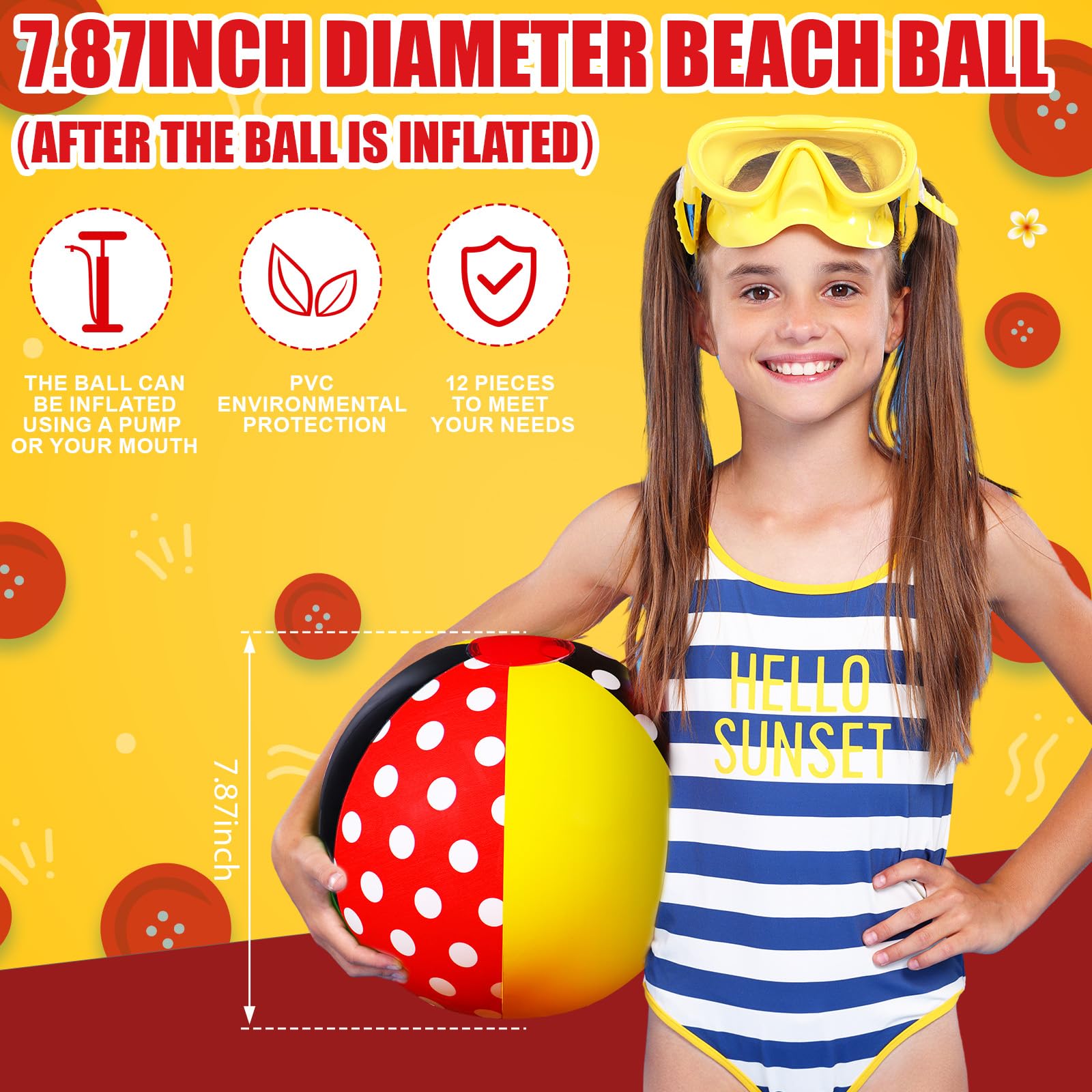 Leyndo beach ball with red polka dots pattern, fun for kids' parties