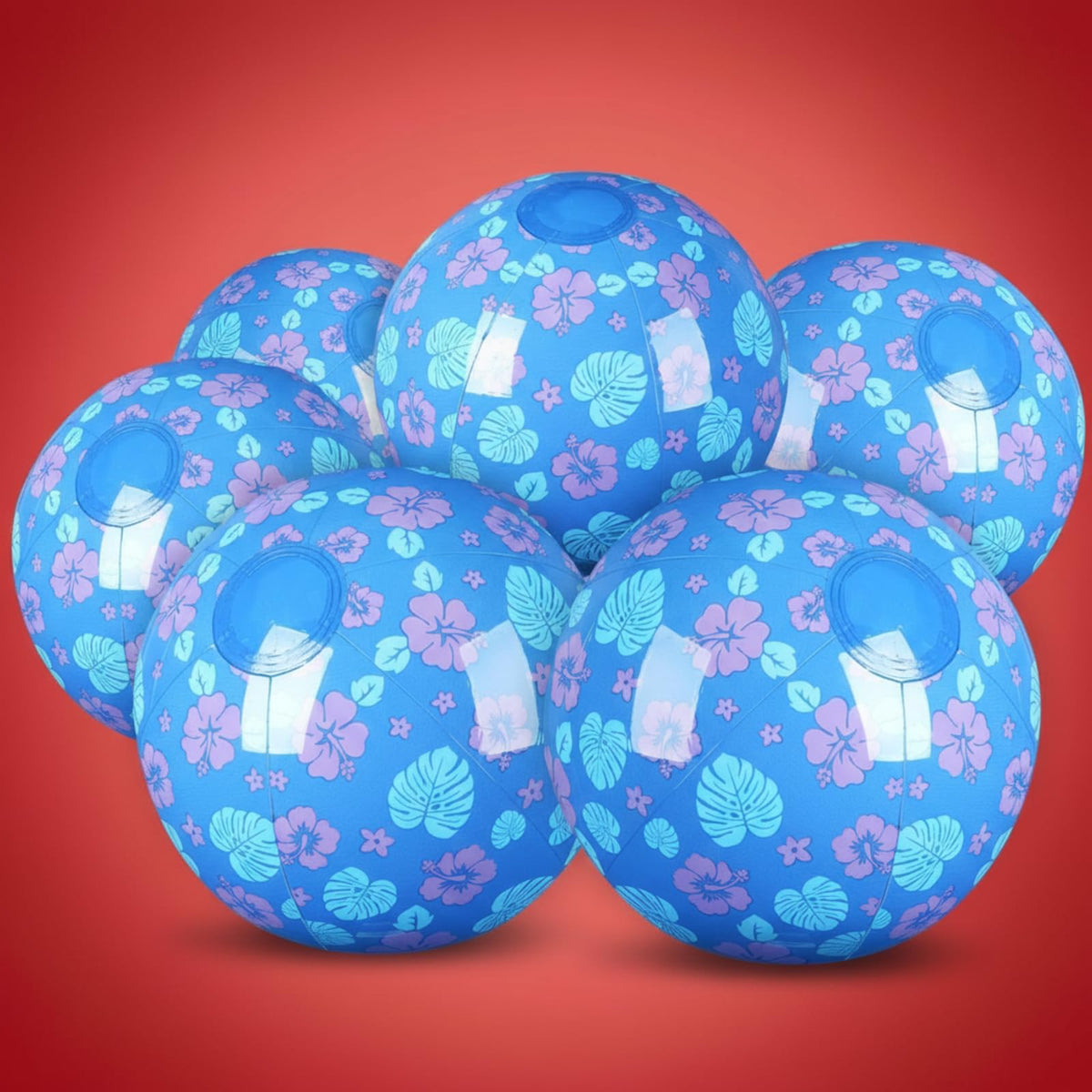 Leyndo beach ball with blue floral pattern for sunny poolside play.