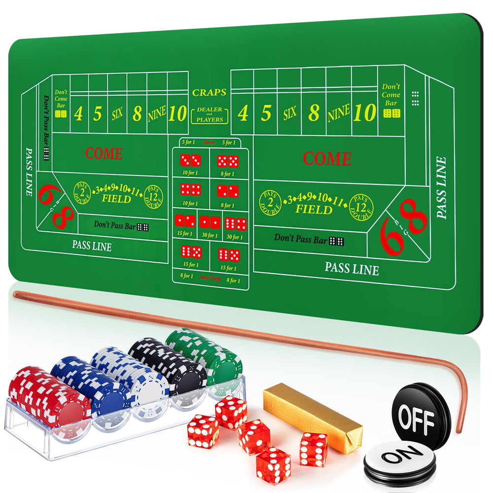 Leyndo craps tabletop mat provides a large, non-slip gaming surface for any table