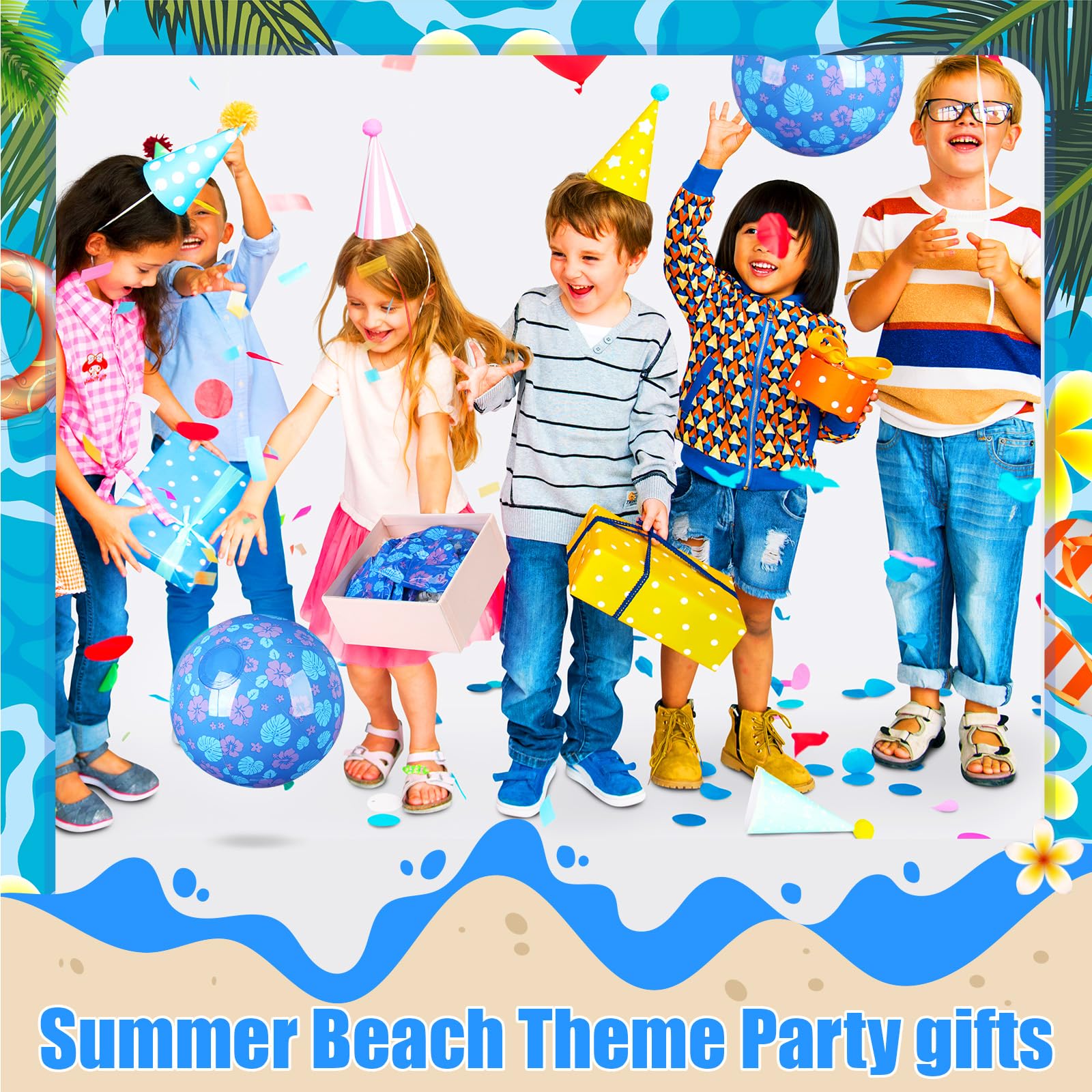 Leyndo party décor and gifts: leaves and flowers beach balls brighten celebrations.
