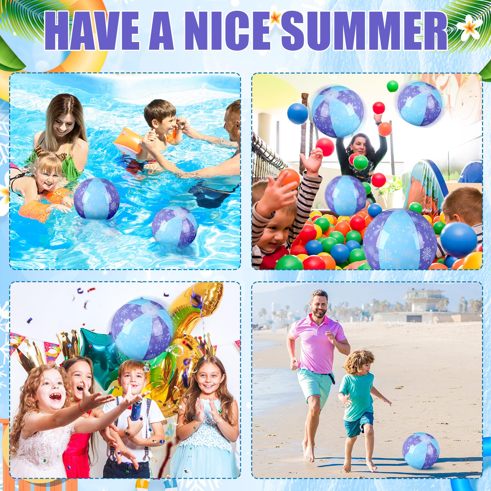 Leyndo snowflake beach ball set brightening poolside celebrations