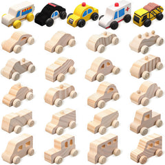 Leyndo wooden cars paint kit with 20 mini cars for creative at-home crafts