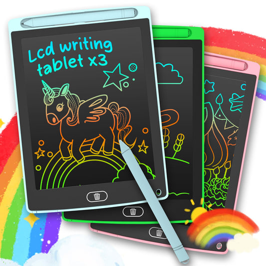 LEYAOYAO 3-pack LCD writing tablet in blue promotes mess-free doodling for kids