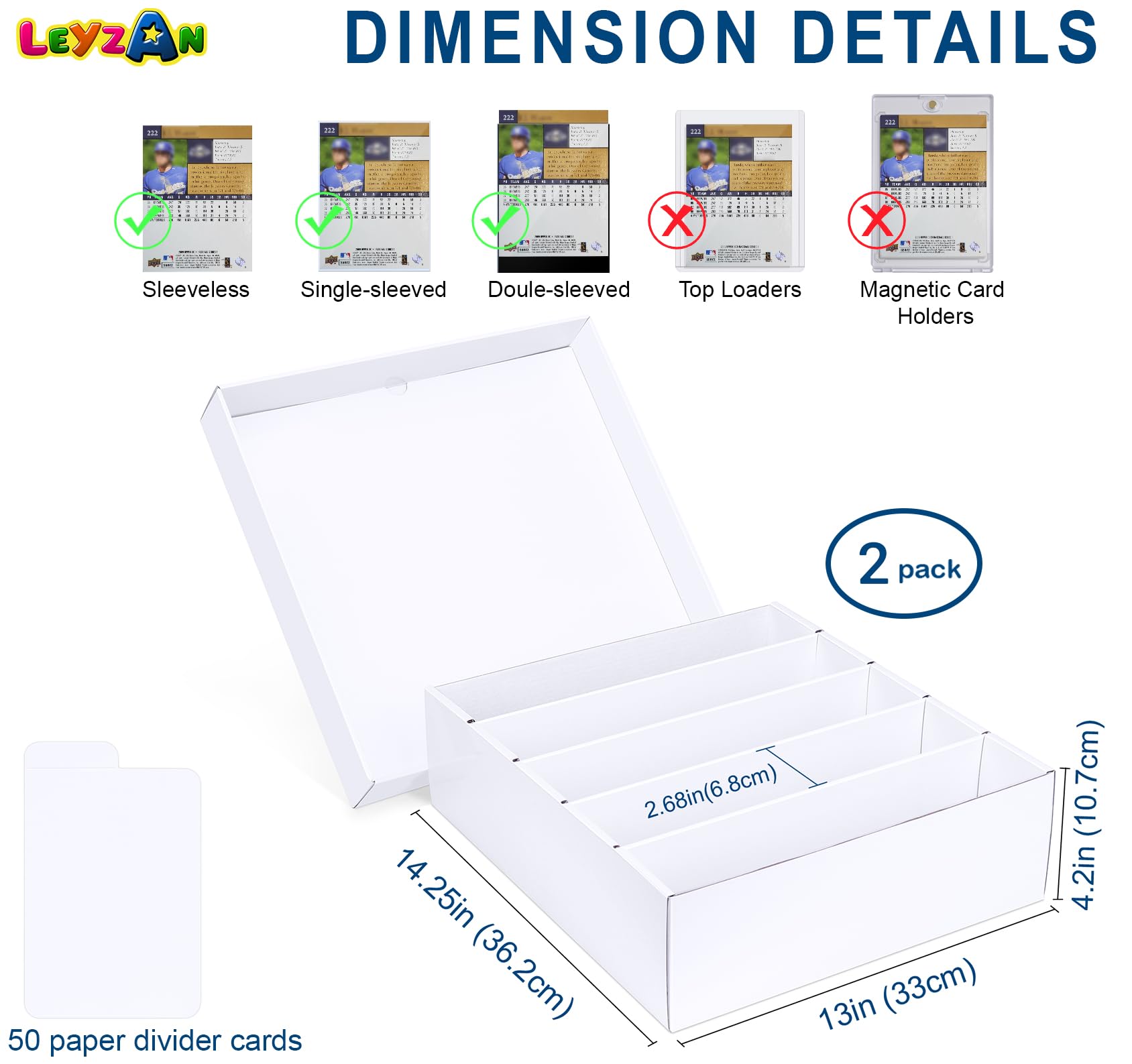 Leyzan 2-pack cardboard storage box offers compact, stackable organization.