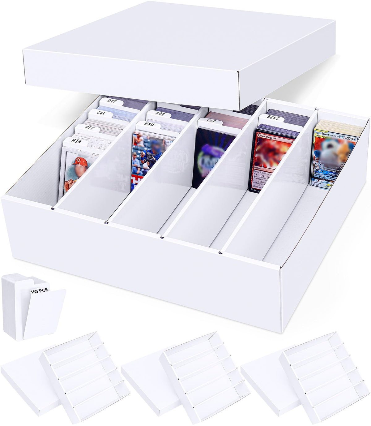 Leyzan 5-row box demonstrates full capacity for bulk card storage.