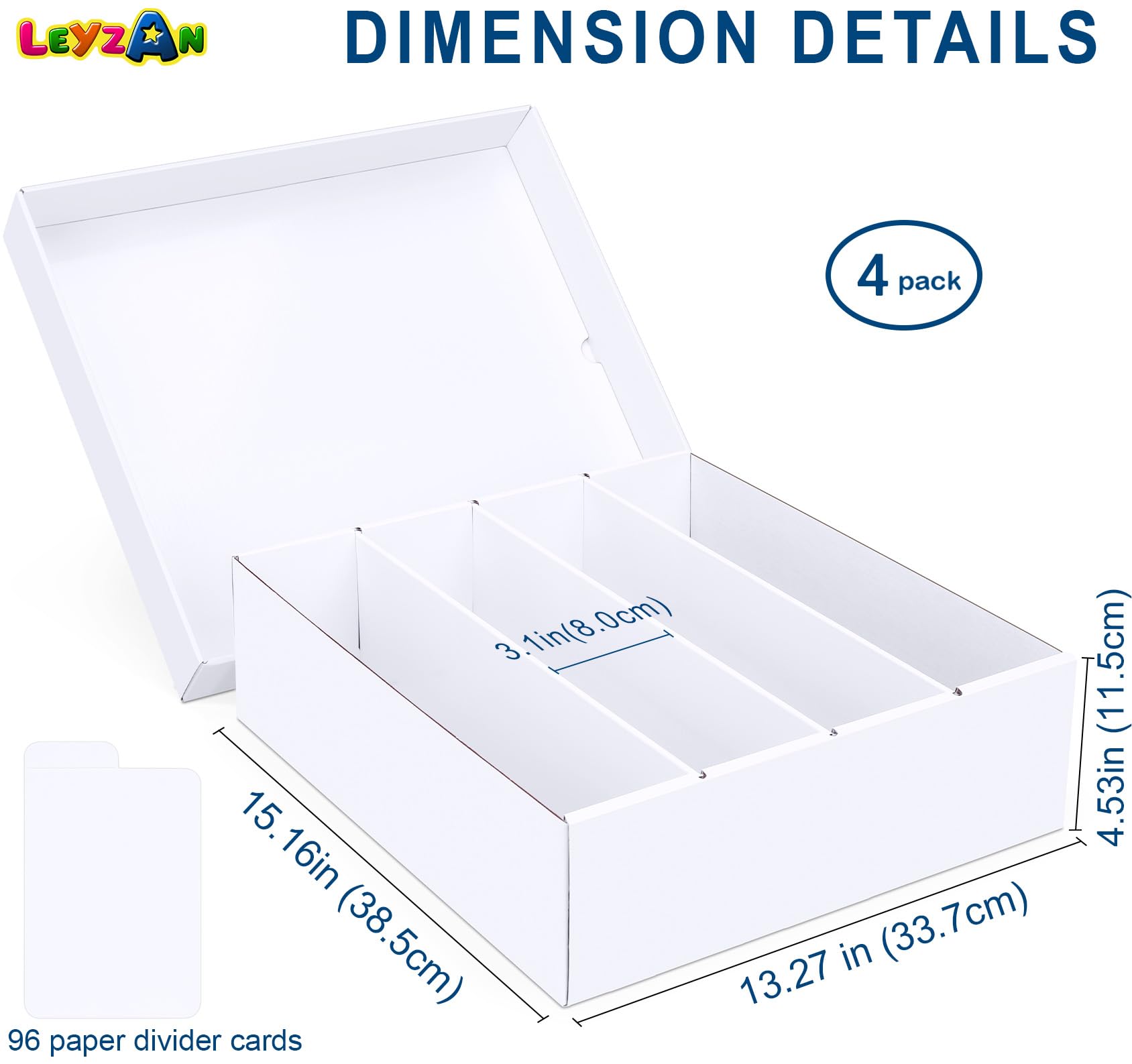 Leyzan storage box with dividers for easy card indexing and sorting.