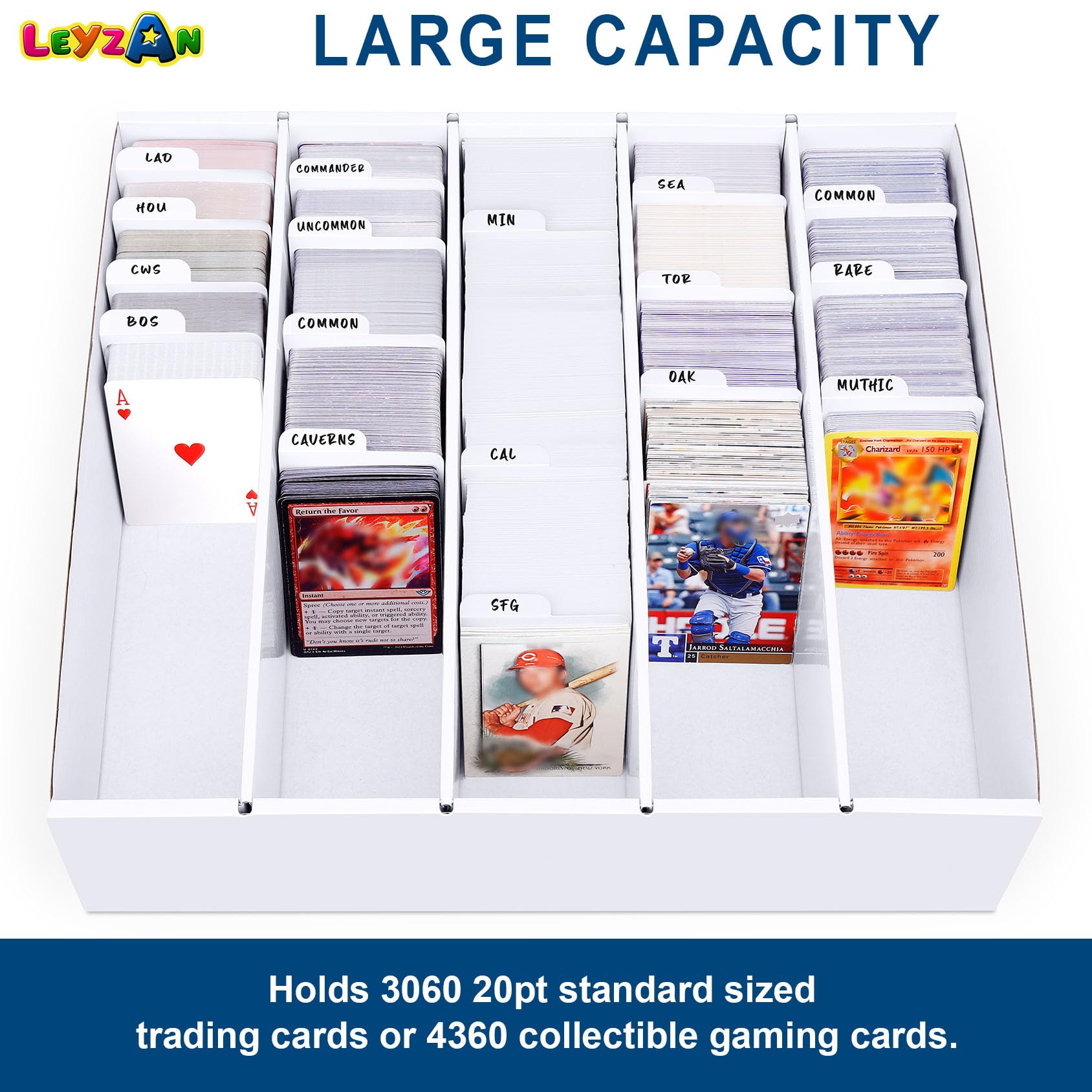 Leyzan MTG and Yugioh compatibility supports versatile card storage.