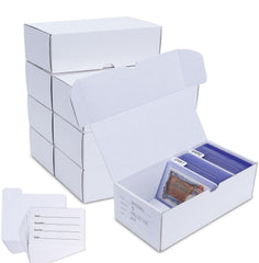 Leyzan top-loader storage box 8-pack with open lid for easy card access and sorting.