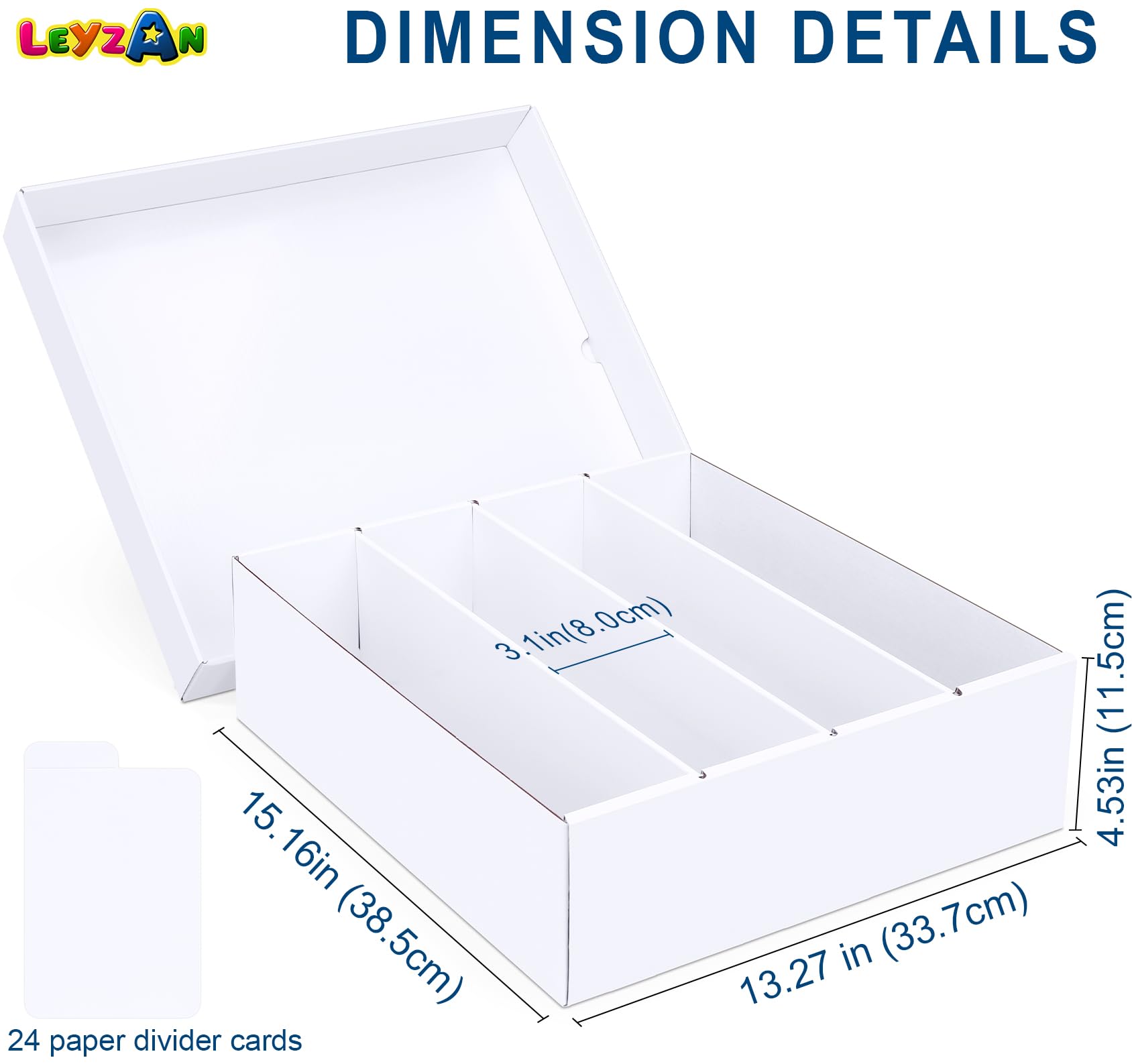 Leyzan trading card storage box dividers for organized, writable card indexing.