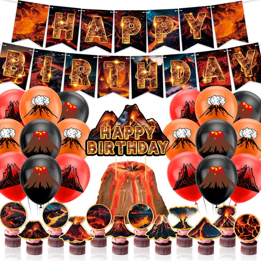 LFCFDX volcano banner for birthday celebrations enhances photos and festive ambience.