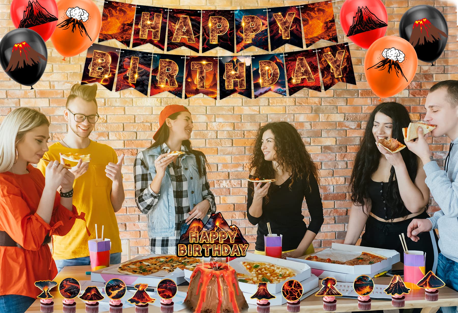 LFCFDX volcano lava-theme details elevate science, dinosaur, or luau parties.