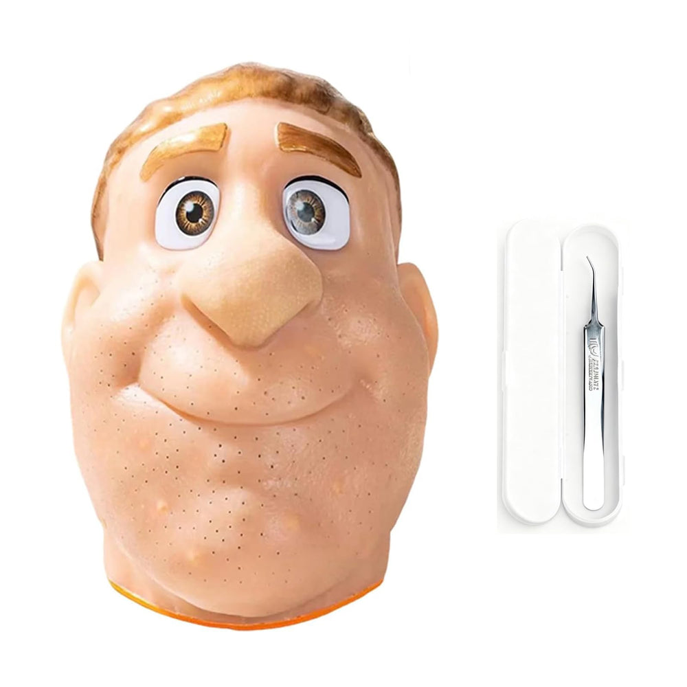 LFEX pimple popping toy with big head and golden hair for stress relief.