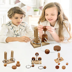 LFLQ wooden puzzle set 4-pack for family game nights