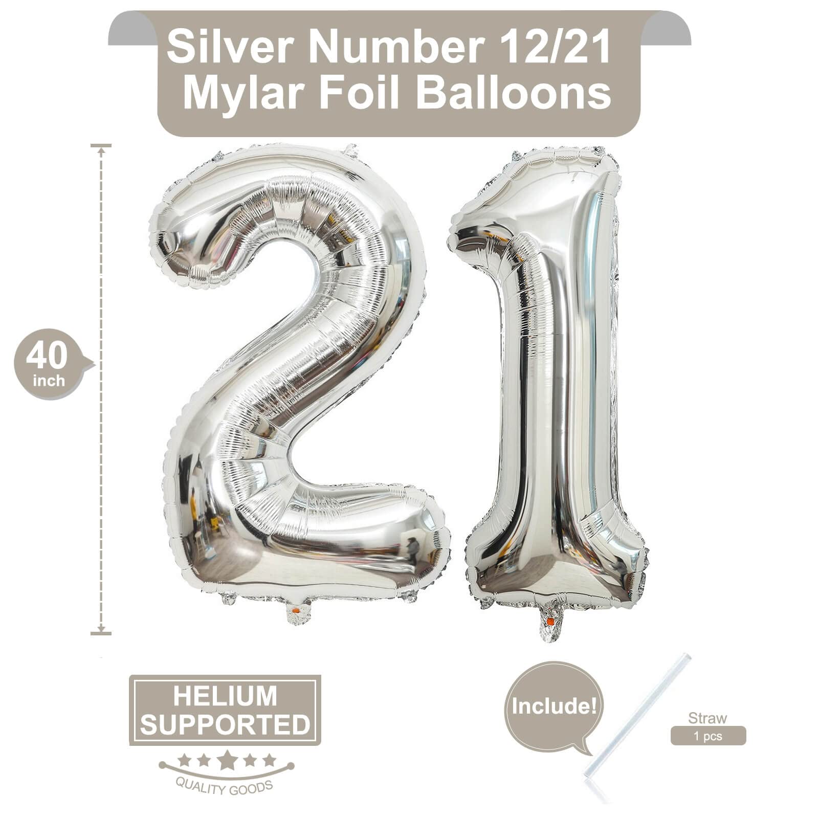 LHOAVWE 40-inch silver number 2 balloon elevates milestone celebrations.