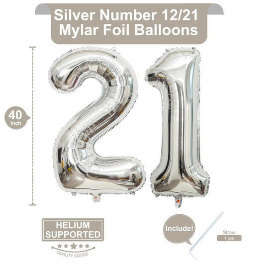 LHOAVWE 40-inch silver number 2 balloon elevates milestone celebrations.
