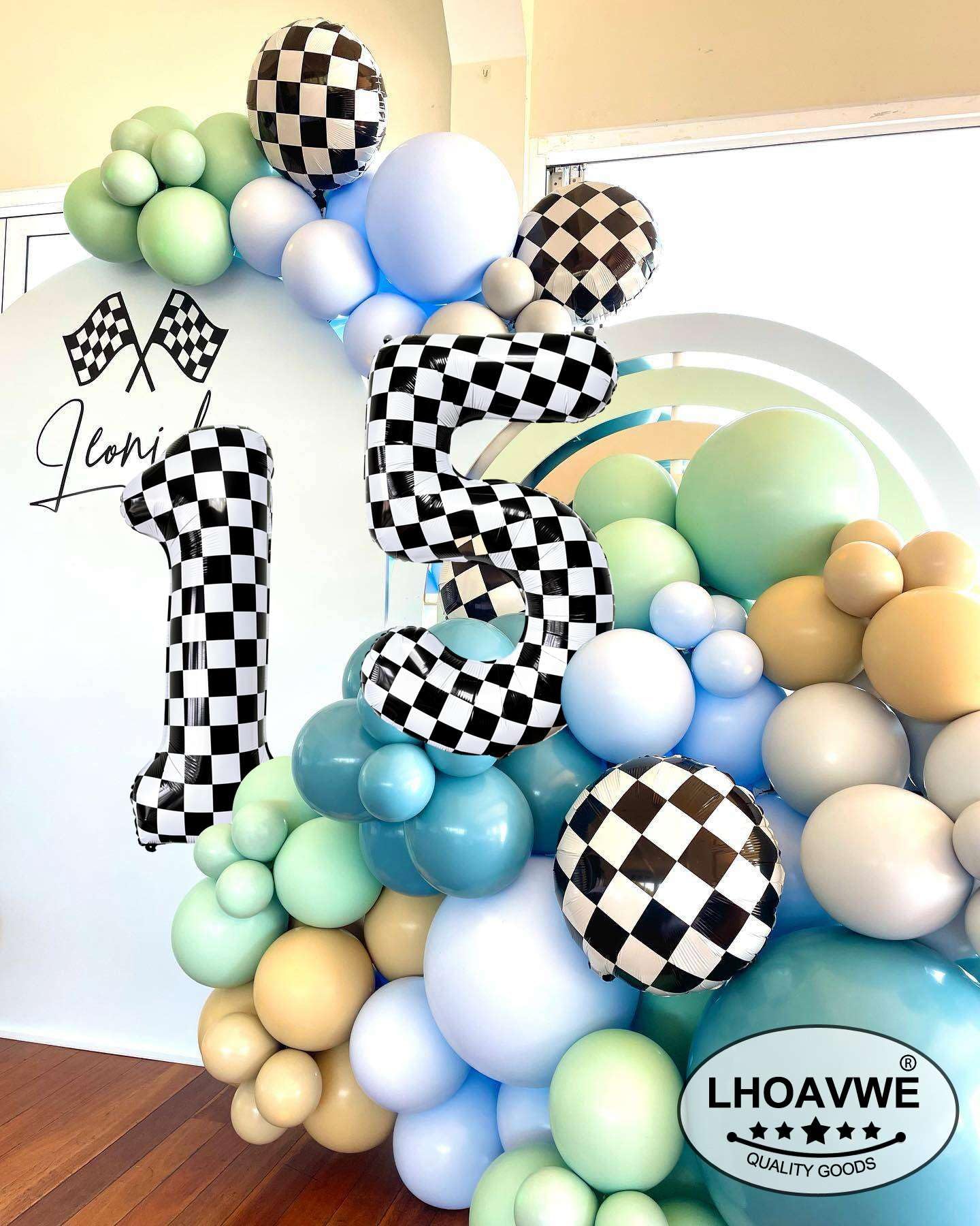 LHOAVWE Race car themed balloon boosts party visuals.