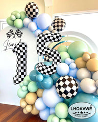 LHOAVWE Race car themed balloon boosts party visuals.