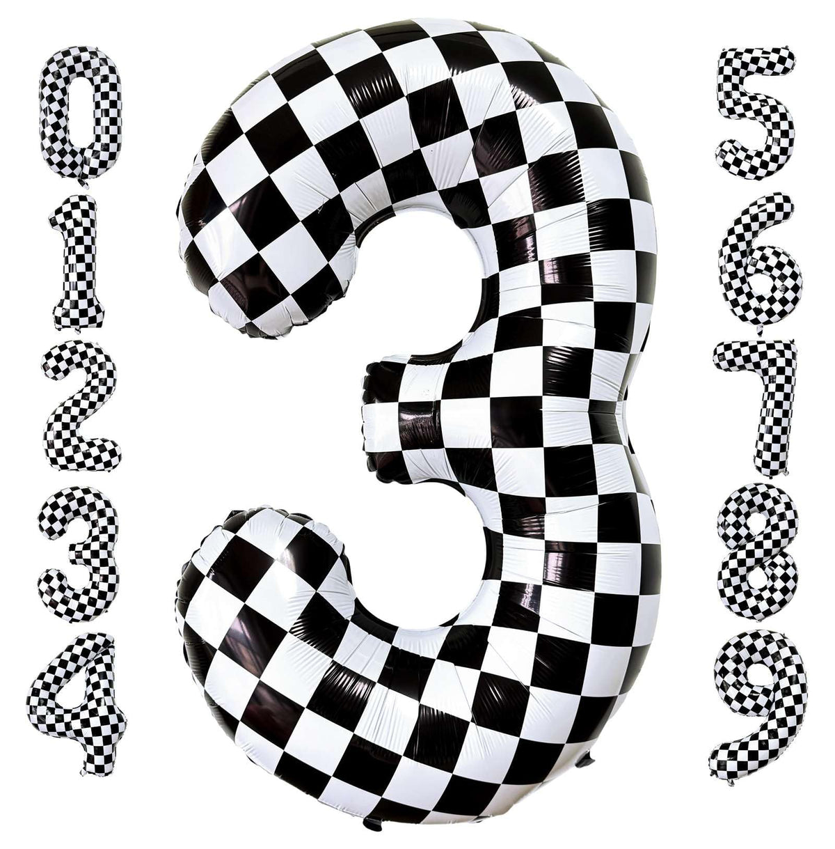 LHOAVWE Checkered Number 3 40-inch foil balloon for bold party backdrops.