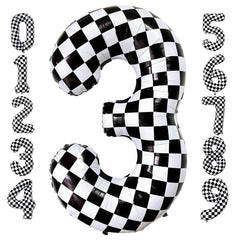 LHOAVWE Checkered Number 3 40-inch foil balloon for bold party backdrops.