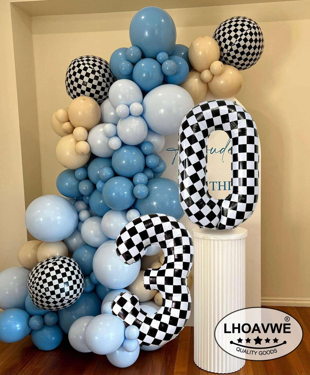 LHOAVWE Checkered balloons offer easy DIY decor with other balloons.