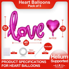 LHOAVWE hot pink heart balloon 18-inch, perfect for Valentine’s décor and photos.