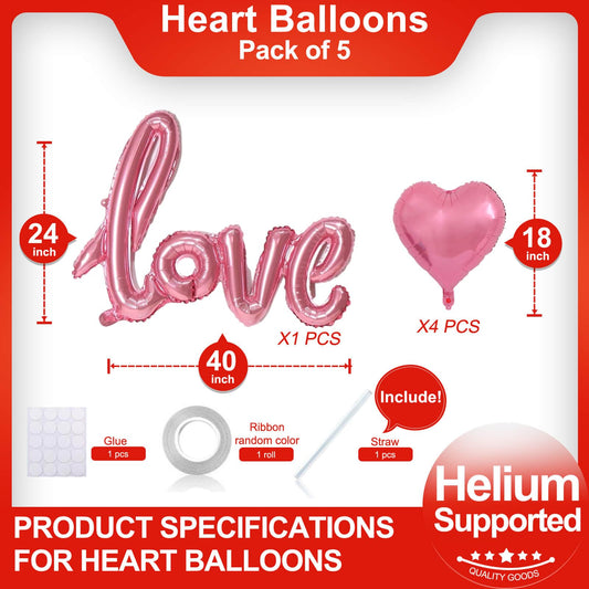 LHOAVWE pink heart balloon 18 inch for romantic decor