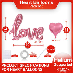 LHOAVWE pink heart balloon 18 inch for romantic decor