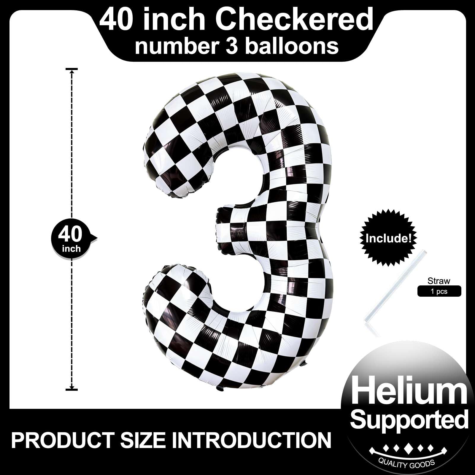 LHOAVWE Race car checkered wall decor with a giant 40-inch balloon.